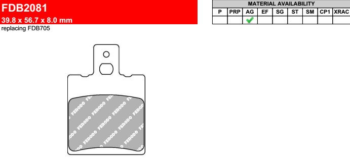 Motorkerékpár fékbetét Ferodo FDB2081