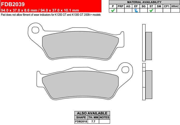 Motorkerékpár fékbetét Ferodo FDB2039ST