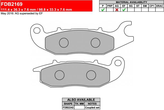 Motorkerékpár fékbetét Ferodo FDB2169