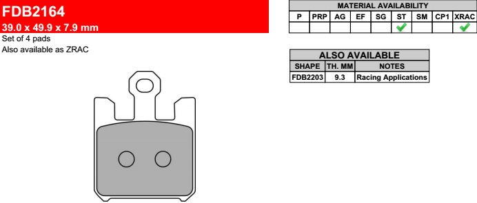Motorkerékpár fékbetét Ferodo FDB2164ST