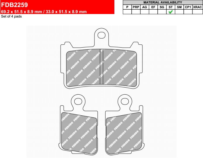 Motorkerékpár fékbetét Ferodo FDB2259