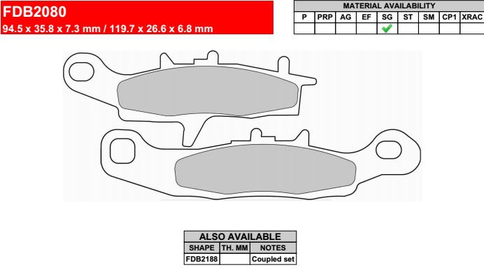 Motorkerékpár fékbetét Ferodo FDB2080