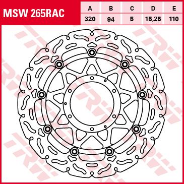 Féktárcsa úszóágyas Racing MSW265RAC