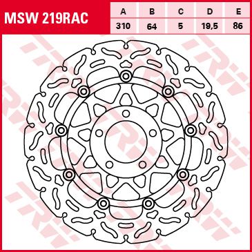 Féktárcsa úszóágyas Racing MSW219RAC