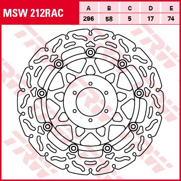 Féktárcsa úszóágyas Racing MSW212RAC