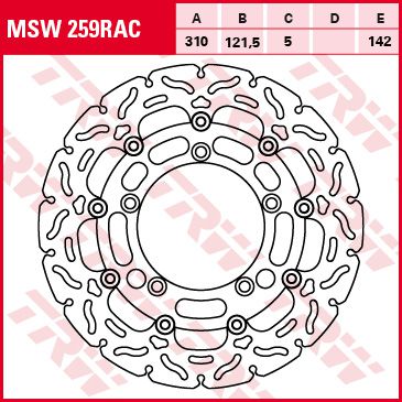 Féktárcsa úszóágyas MSW259 RACING