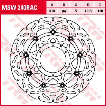 Féktárcsa úszóágyas MSW240 RACING