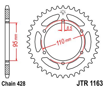 JT hátsó lánckerék JTR1163-45