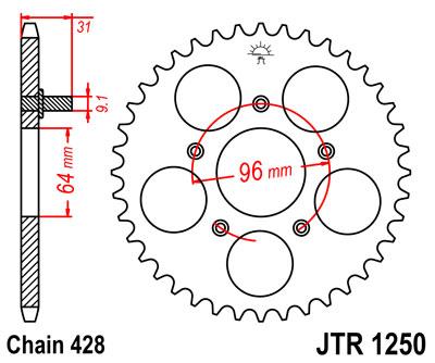 JT hátsó lánckerék JTR1250-48