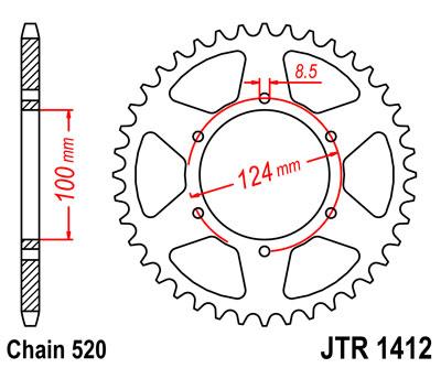 JT hátsó lánckerék JTR1412-37