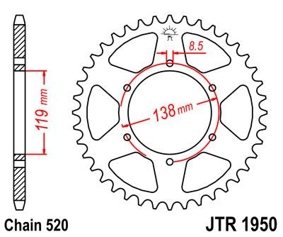 JT hátsó lánckerék JTR1950-44