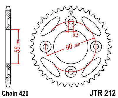 JT hátsó lánckerék JTR212-37