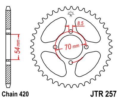 JT hátsó lánckerék JTR257-36