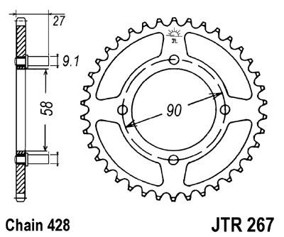 JT hátsó lánckerék JTR267-39