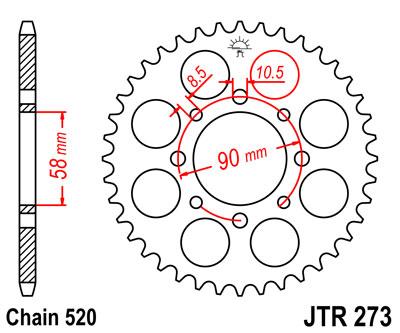 JT hátsó lánckerék JTR273-42