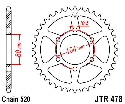 JT hátsó lánckerék JTR478-43