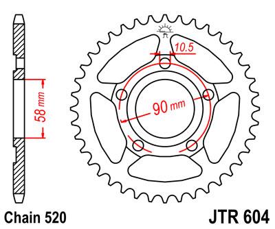 JT hátsó lánckerék JTR604-38