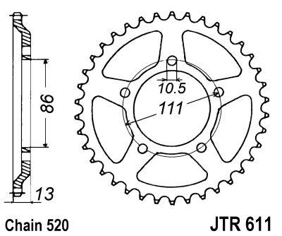 JT hátsó lánckerék JTR611-43