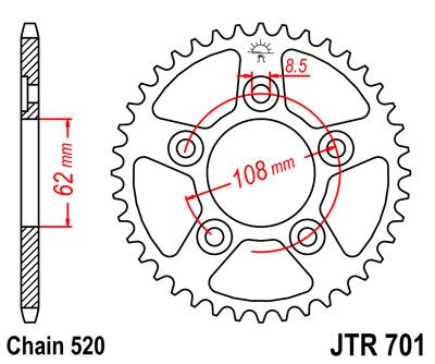 JT hátsó lánckerék JTR701-43