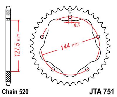 JT hátsó lánckerék JTR751-36