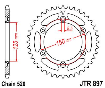 JT hátsó lánckerék JTR897-44