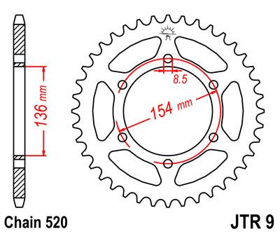 JT hátsó lánckerék JTR9-47